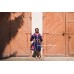 Boho Style Embroidered Classic Dress Navy with Red/White Embroidery